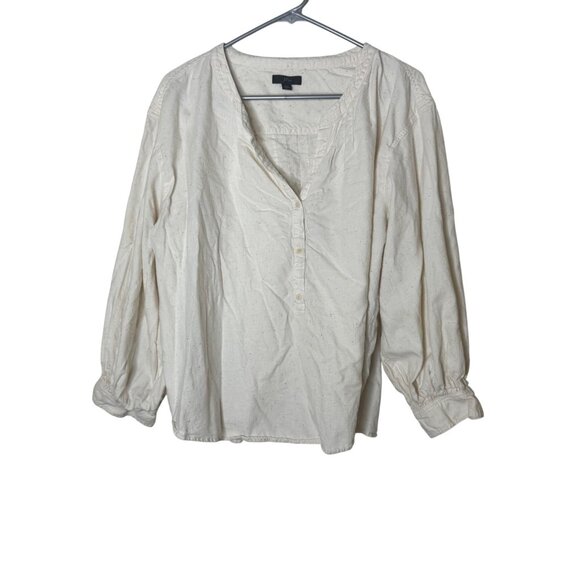 J. Crew Tops - J.Crew Women’s XL Donegal Flannel Popover Shirt Cream Speckled Cotton Top